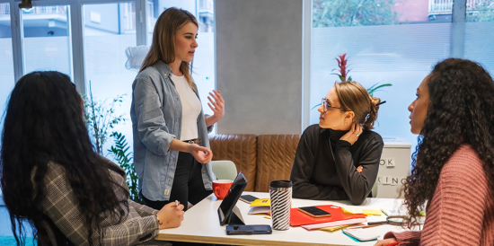 Women working on a project