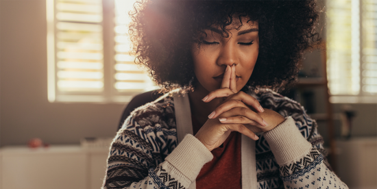 an employee practicing mindfulness at work