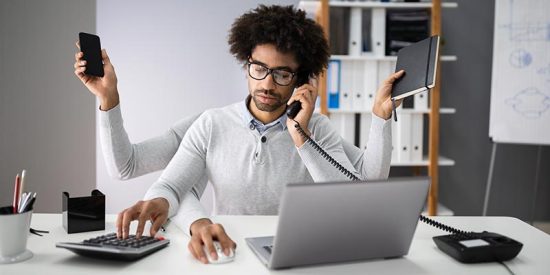 hr employee working on multiple tasks at once